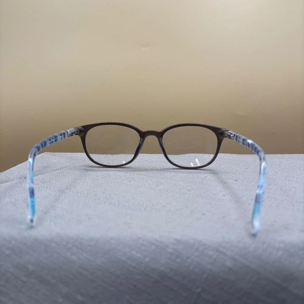Blue Geo 117 Reading Glasses +1.75 Strength Smoke Grey Round Frames PD58MM